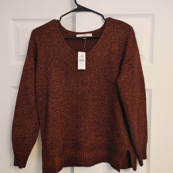 NWT! NEVER WORN! Loft metallic Brown Sweater - Picture 2 of 6